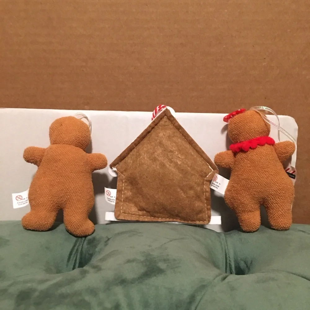 NWT Target Fabric Ornaments Gingerbread People Boy Girl House Bundle Set of 3
